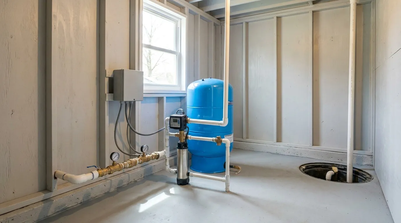 Well pump equipment at a Chesapeake, Virginia home on a private water well